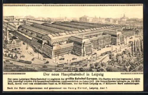 AK Leipzig, Blick zum Hauptbahnhof