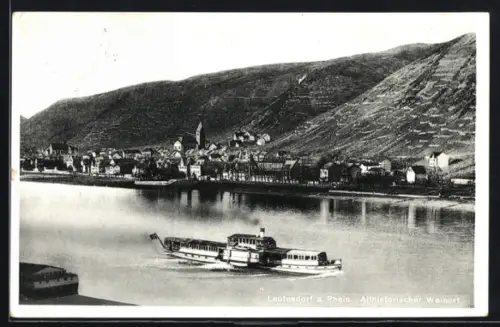 AK Leutesdorf a. Rhein, Rheinpartie mit Dampfer