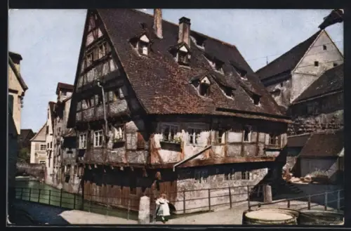 AK Ulm a. D., Altes Haus an der Blau