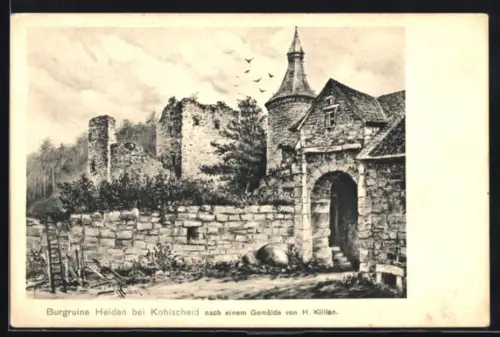 Künstler-AK Heiden bei Kohlscheid, Burgruine Heiden