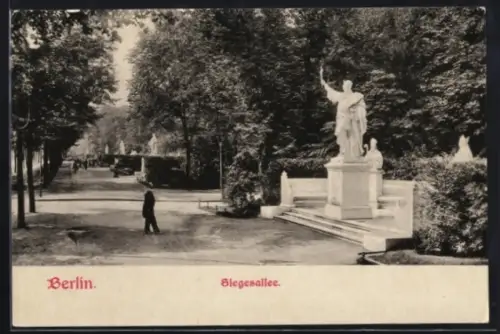 AK Berlin-Tiergarten, Siegesallee, Denkmal und Parkanlage