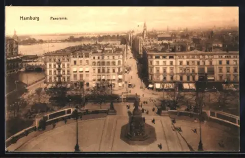AK Hamburg, Panorama, Strassenbahn