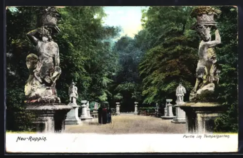 AK Neu-Ruppin, Partie im Tempelgarten