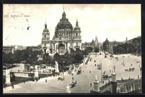 AK Berlin, Dom, Lustgarten, Strassenansicht