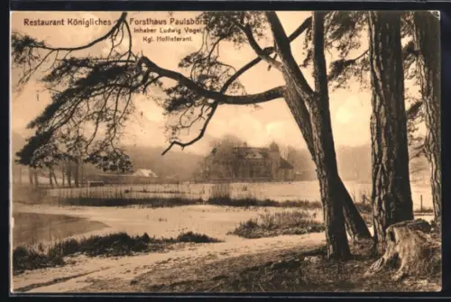 AK Berlin-Grunewald, Paulsborn, Restaurant Königliches Forsthaus Paulsborn, Inhaber Ludwig Vogel