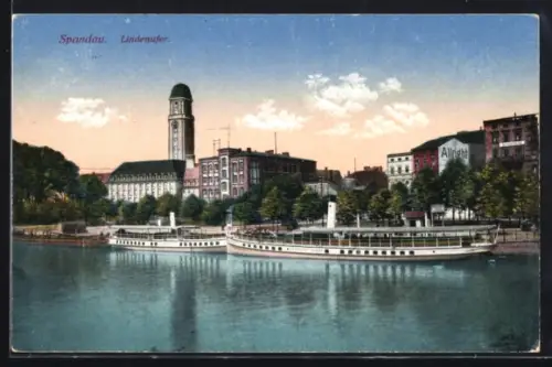 AK Berlin-Spandau, Lindenufer, Dampfschiffe