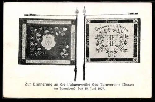 AK Dissen, Fahnenweihe des Turnvereins Dissen, 15. Juni 1907