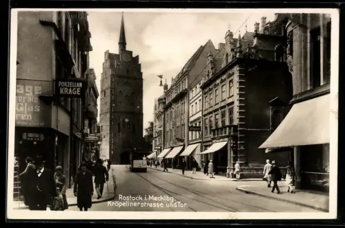 AK Rostock i. Mecklb., Kröpelinerstrasse und Tor