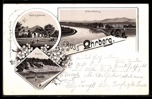 Lithographie Ohr, Ohrberg-Restaurant, Gesamtansicht