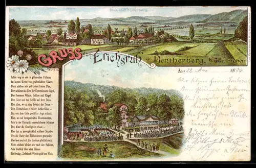 Lithographie Benthe, Blick auf Erichsruh, Ortsansicht