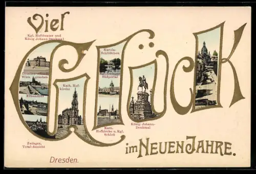 AK Dresden, Zwinger, König-Johann-Denkmal und Karola-Schlösschen