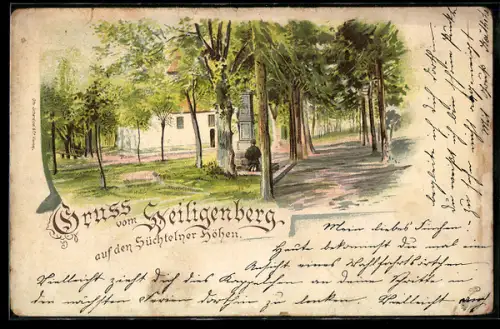 Lithographie Viersen, Gasthaus Heiligenberg auf den Süchtelner Höhen