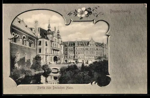 Passepartout-AK Braunschweig, Partie m. Deutschem Haus