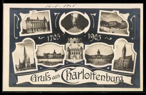 AK Berlin-Charlottenburg, Schloss, Kirche, Rathaus 1906