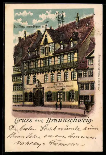 Lithographie Braunschweig, Schiffmumme-Brauerei, Lagerbier