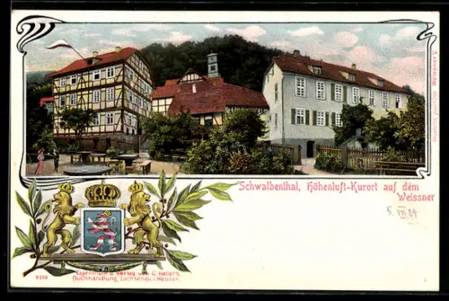 AK Schwalbenthal, Höhenluft-Kurort auf dem Weissner, Wappen
