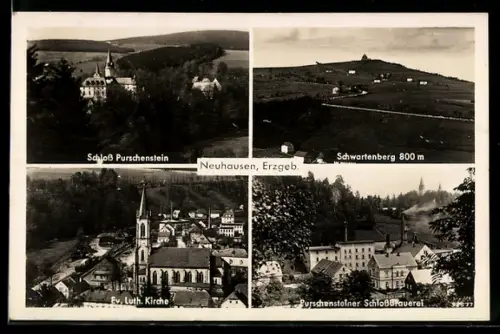 AK Neuhausen, Schloss Puschenstein, Evang. luth. Kirche, Genossenschaftsbrauerei