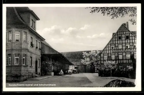 AK Spielbach, Partie mit Goldochsenbrauerei und Schullandheim
