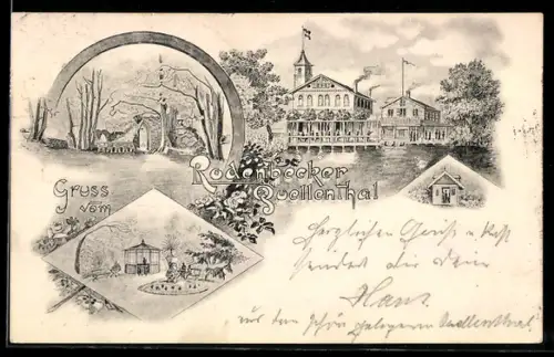 Lithographie Hamburg-Bergstedt, Gasthaus Rodenbecker Quellental