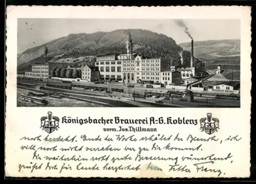 AK Koblenz, Königsbacher Brauerei AG von Jos. Thillmann