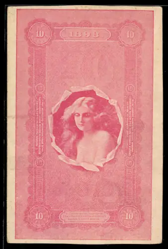 AK Russischer Geldschein über 10 Rubel von 1898 mit Bildnis einer jungen Frau