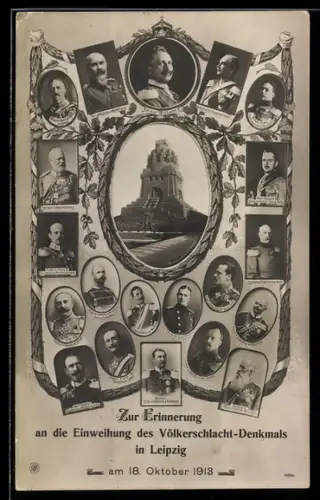 AK Leipzig, Einweih. Völkerschlachtdenkmal 1913, Porträt Friedrich II. Herzog v. Anhalt, Günther Fürst von Schwarzburg