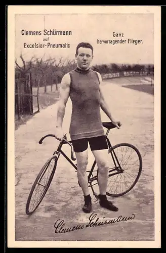 AK Radsportler Clemens Schürmann auf Excelsior-Pneumatic