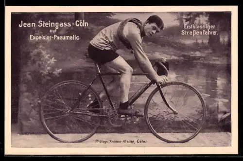 AK Strassenfahrer Jean Steingass auf Excelsior-Pneumatic-Reifen