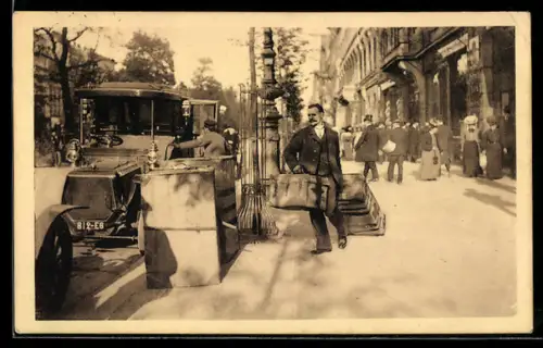 AK Berlin, Berliner Typen, Abfahrt vom Hotel