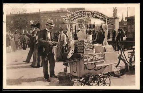 AK Berlin, Lustgarten, Würstchenverkäufer am Strassenrand