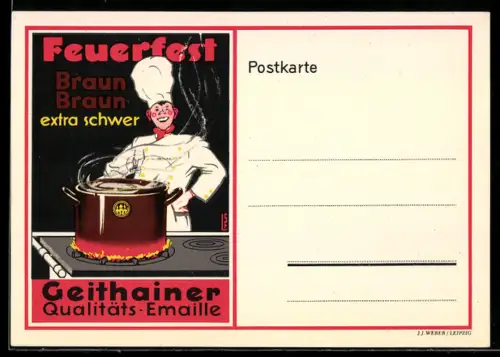 AK Geithain, Reklame Geithainer Qualitäts-Emaille, Feuerfest Braun Braun extra schwer
