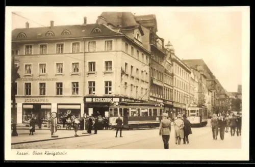 AK Kassel, Strassenbahn in der Oberen Königstrasse