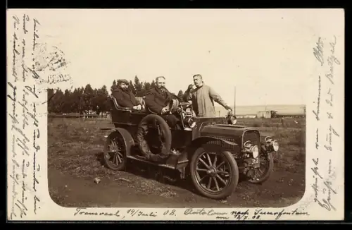 AK Brakpan, Auto Alldays mit Fahrer und zwei Herren während einer Fahrtpause