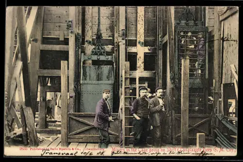 AK Brakpan, Miners in the Cage going on Shift, Langlaagte Deep G. M. Coy