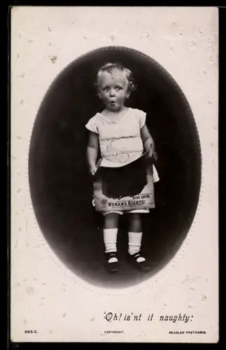 Präge-AK Kind mit emanzipatorischer Zeitung in der Hand