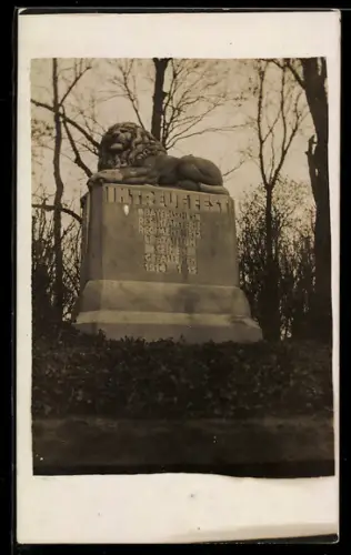 Foto-AK Kriegsgrab der bayerischen Reserve-Infanterie mit einem Löwen