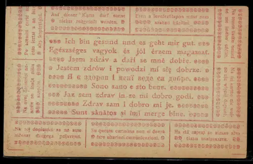 AK Korrespondenzkarte für Kriegsgefangene mit verschiedenen Sprachen