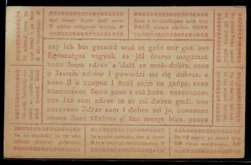 AK Korrespondenzkarte für Kriegsgefangene in unterschiedlichen Sprachen