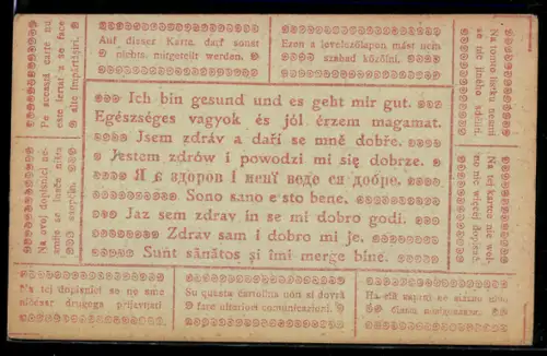 AK Korrespondenzkarte für Kriegsgefangene in unterschiedlichen Sprachen