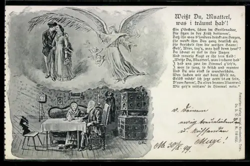 AK Greisenpaar denkt an die Jugend, Gedicht