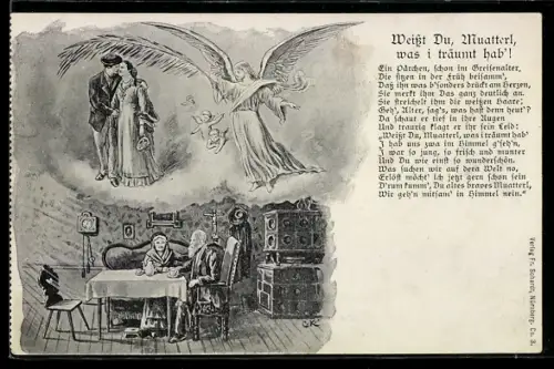 AK Greisenpaar denkt an die Jugend, Gedicht