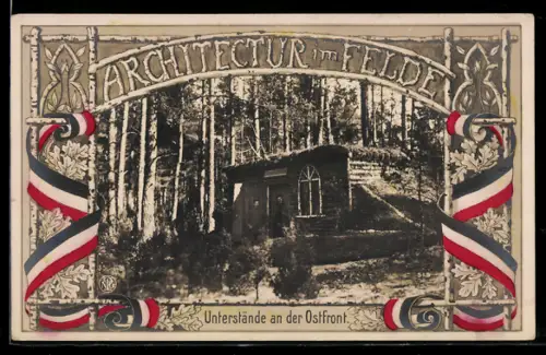 AK Architektur im Felde, Unterstände an der Ostfront