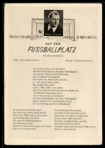 AK Musiker Werner Stüvecke mit dem Text eines Fussballmarsches