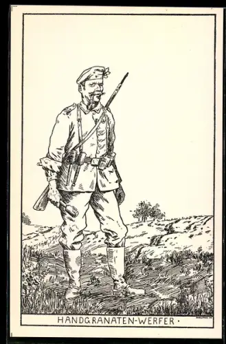 AK Handgranaten-Werfer der Infanterie in Uniform