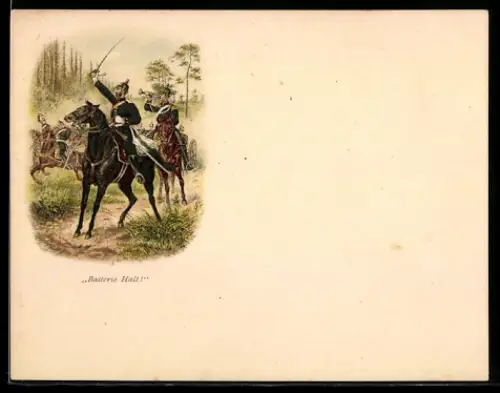 AK Artillerie-Offizier gibt Befehl zum Halten der Batterie