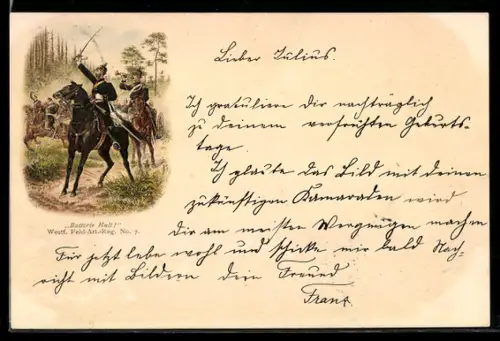 AK Befehl Batterie Halt ! Westfälisches Artillerie-Regiment Nr. 7