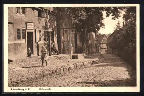 AK Lauenburg a. E., Blick in die Grünstrasse