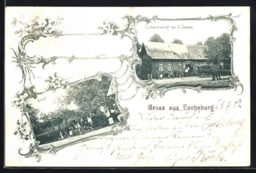 AK Escheburg, Gasthaus von H. Tonner, Saal