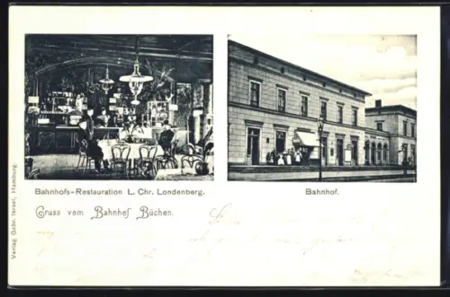 AK Büchen, Bahnhofs-Restaurant L. Chr. Londenberg, Bahnhof