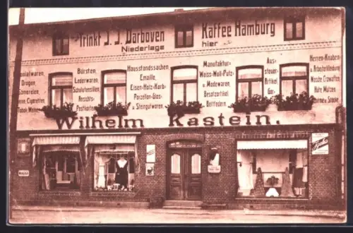 AK Büchen i. Lauenburg, Gemischtwaren-Geschäft von Wilhelm Kastein in der Bahnhofstrasse